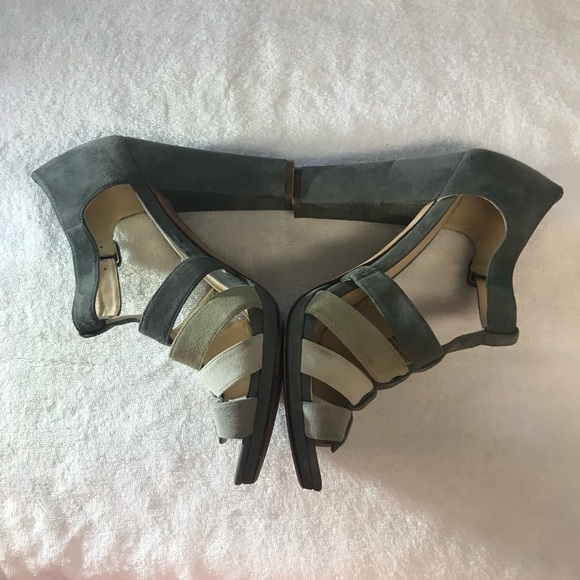COLE HAAN CHELSEA SUEDE T-STRAP SANDAL MULTICOLOR SUEDE Heels Size 11 - Picture 4 of 12